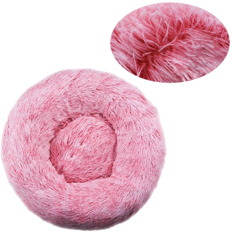 Round Plush Pet Bed – Winter Warmth for Dogs & Cats
