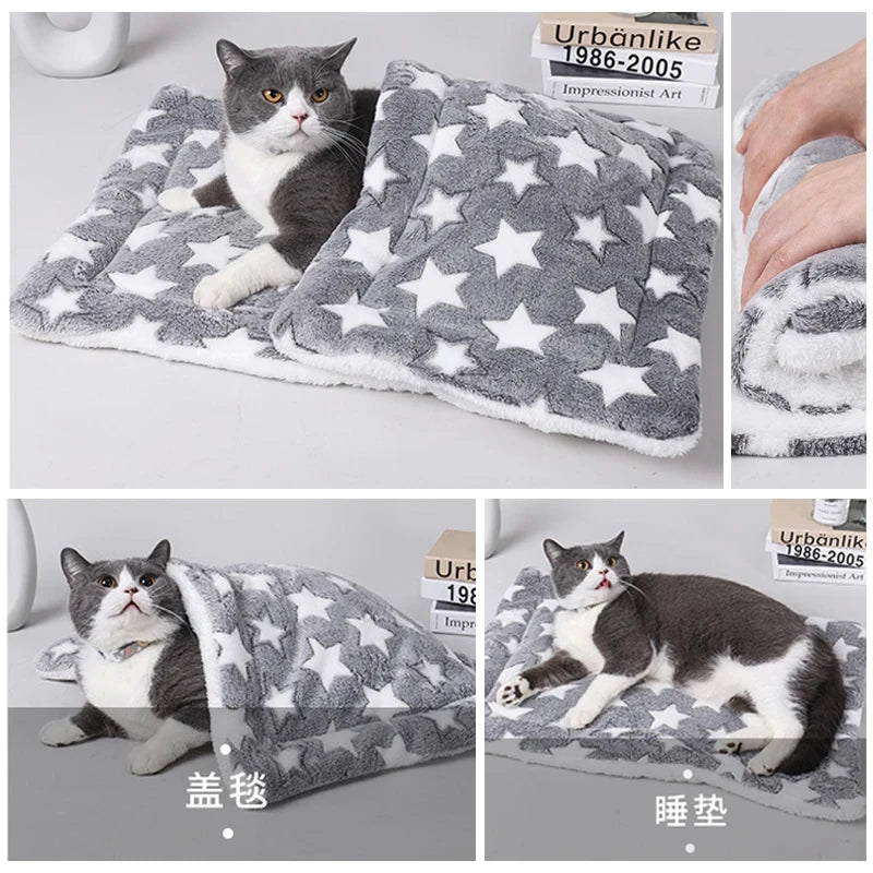 🛏️ Flannel Pet Sleeping Mat – Soft Cushion Bed for Dogs & Cats