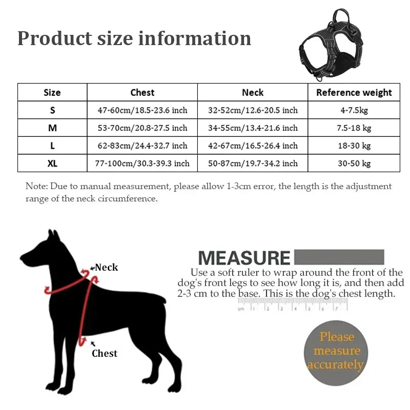 Adjustable Reflective Nylon Dog Harness – No-Pull Vest for Small and Large Dogs