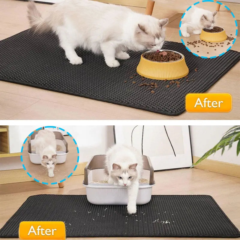 🧼 Waterproof Double-Layer Cat Litter Mat – Trapping Mat for Cleaner Floors