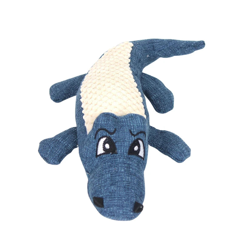 🦷 Cartoon Alligator Plush Dog Toy – Squeaky Chew Toy for Gnawing, Teeth Cleaning & Training