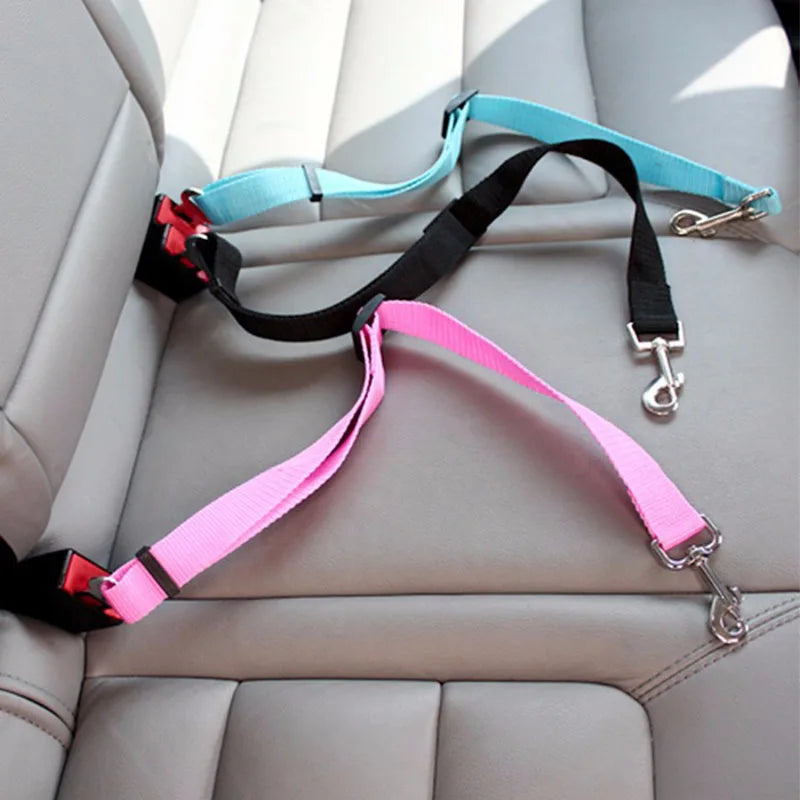 🚗 Adjustable Pet Car Seat Belt – Safety Harness Lead Clip for Dogs & Cats