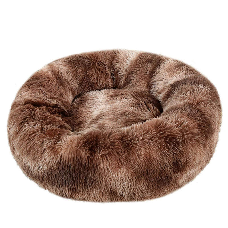Round Plush Pet Bed – Winter Warmth for Dogs & Cats