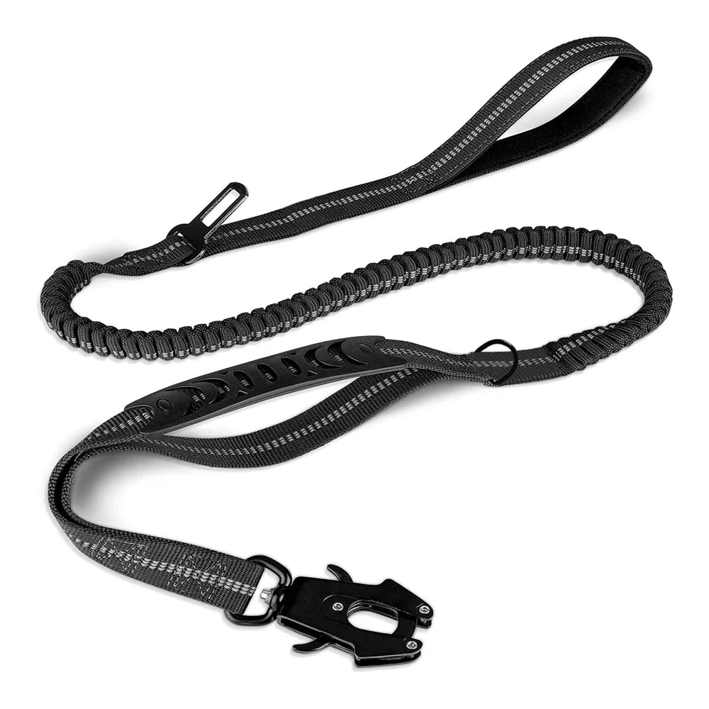 🚨 Heavy-Duty Tactical Bungee Dog Leash – Reflective, Shock-Absorbing and Car-Ready
