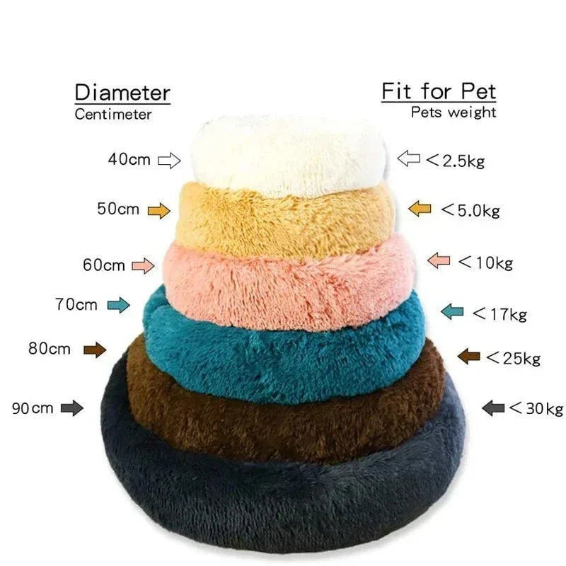 Round Plush Pet Bed – Winter Warmth for Dogs & Cats