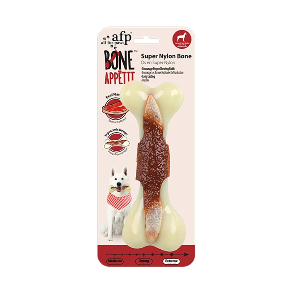 🦴 All For Paws Indestructible Nylon Bone – Beef-Flavored Chew Toy for Aggressive Chewers