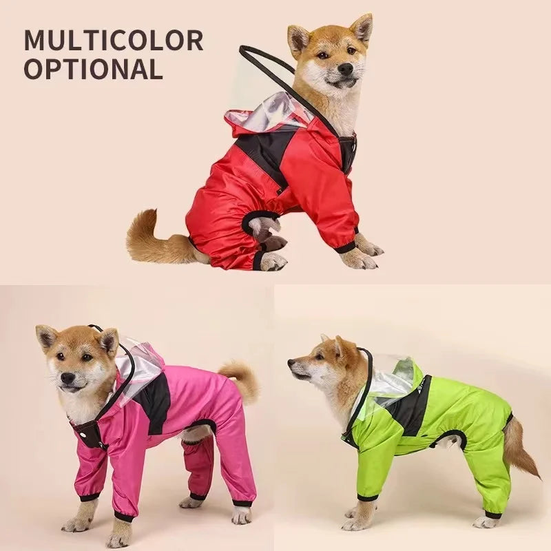 🌧️ Waterproof Dog Raincoat – “The Dog Face” Pet Jumpsuit for Wet Weather Walks