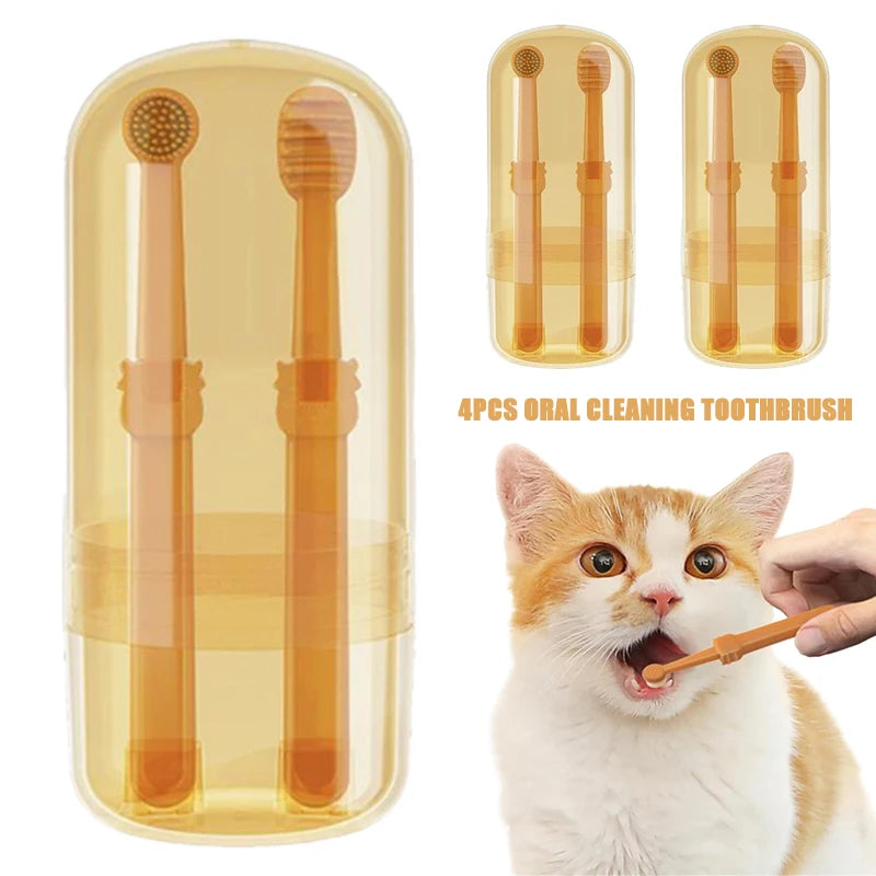 Pet Teeth Whitening & Cleaning Kit – Soft Silicone Toothbrush for Dogs & Cats