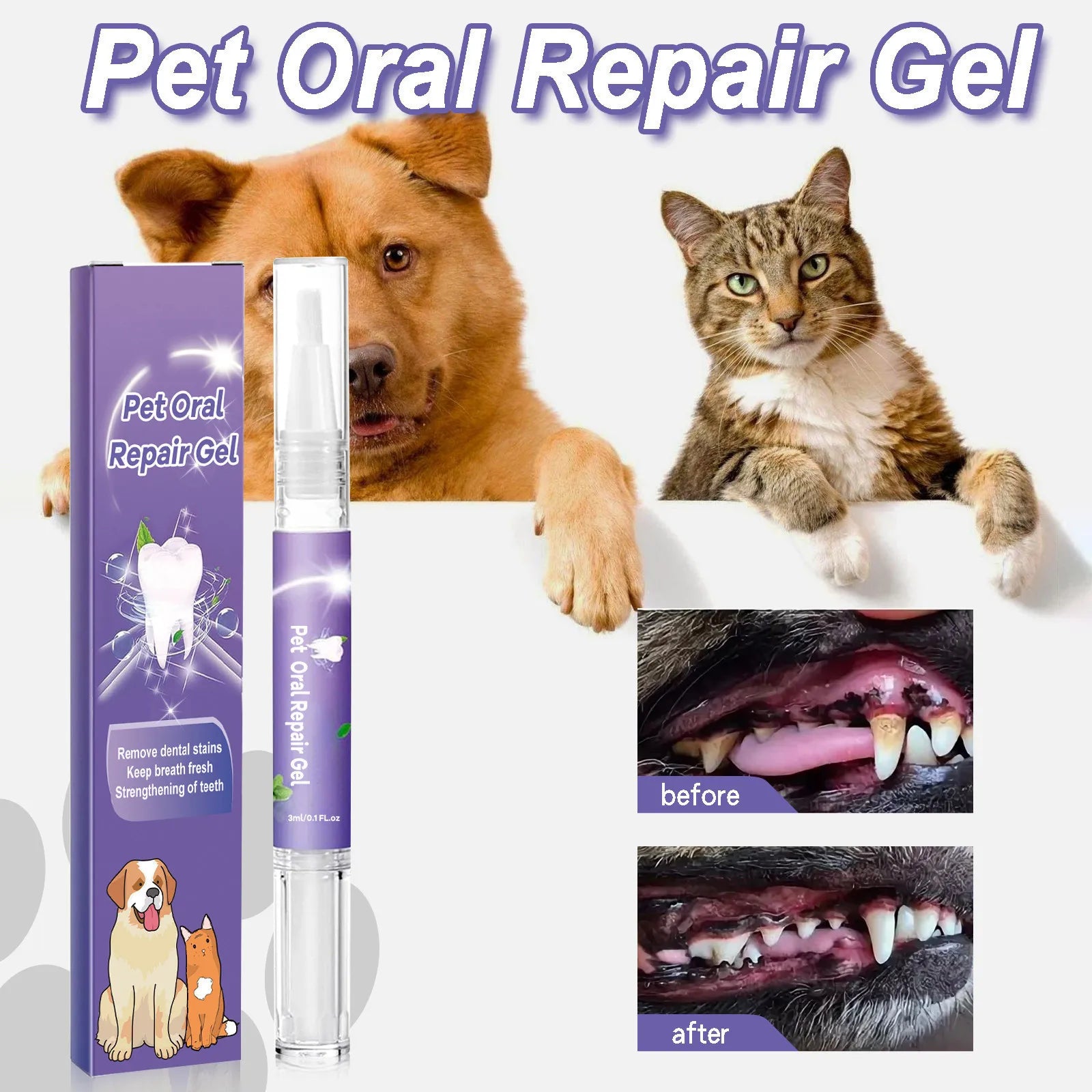 3ml Pet Oral Gel – No-Brush Dental Care for Dogs & Cats