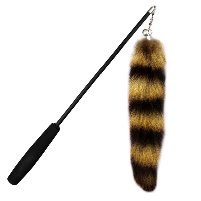 🦊 Funny Cat Teaser Stick – Feather Toy with Fox Hair Replacement Head