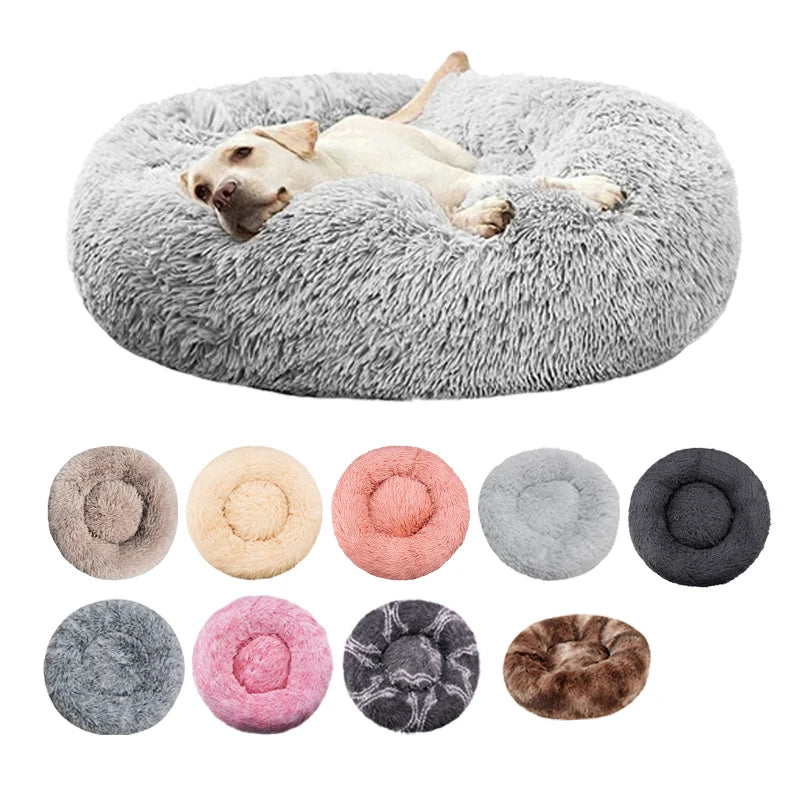 Round Plush Pet Bed – Winter Warmth for Dogs & Cats