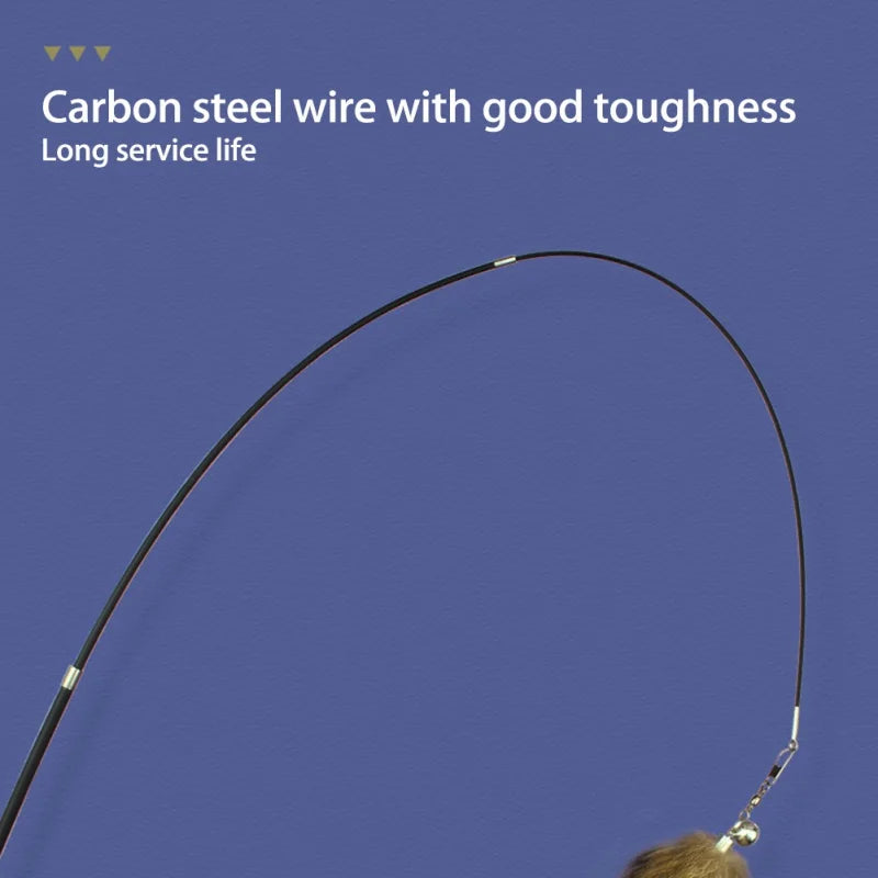 🦊 Funny Cat Teaser Stick – Feather Toy with Fox Hair Replacement Head