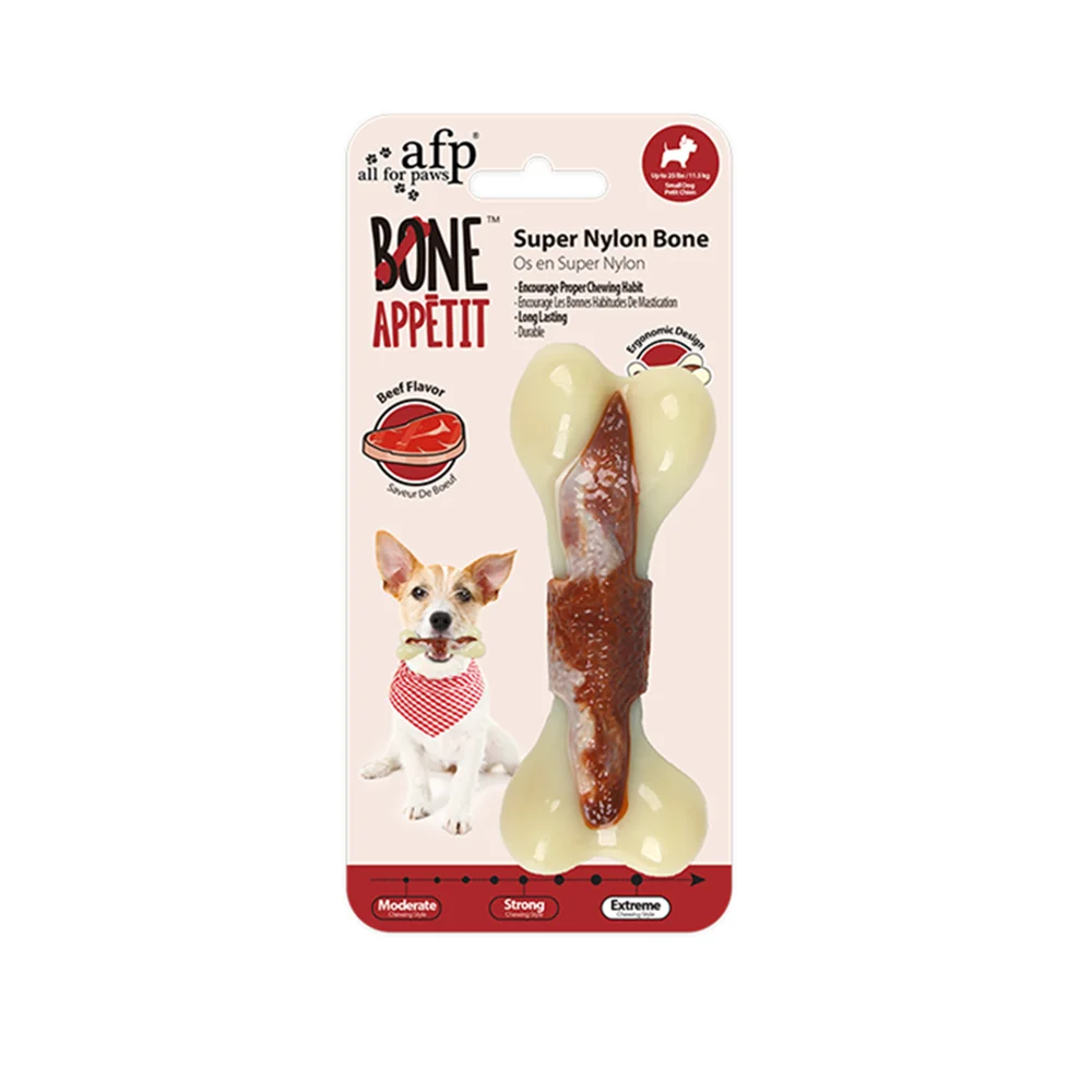 🦴 All For Paws Indestructible Nylon Bone – Beef-Flavored Chew Toy for Aggressive Chewers