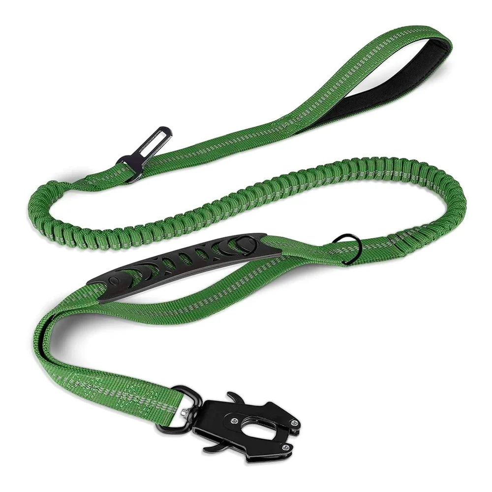 🚨 Heavy-Duty Tactical Bungee Dog Leash – Reflective, Shock-Absorbing and Car-Ready