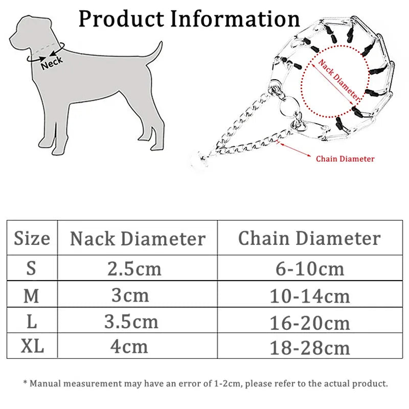 🐾 Adjustable Stainless Steel Dog Training Collar – Detachable Prong Chain for Behavior Correction