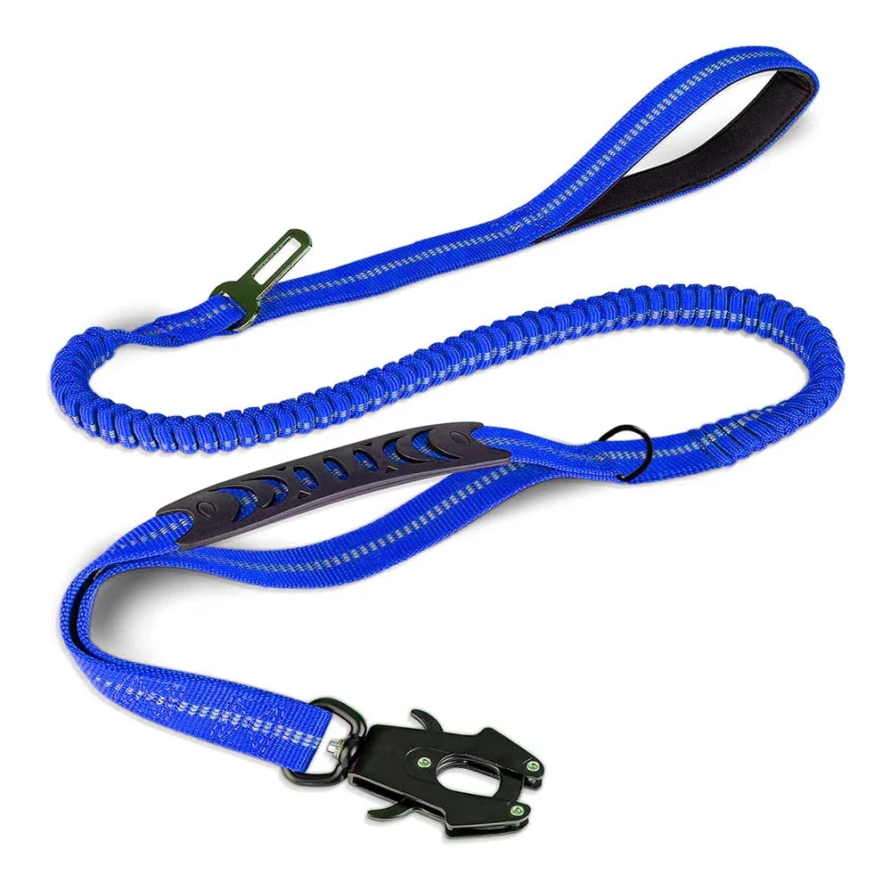 🚨 Heavy-Duty Tactical Bungee Dog Leash – Reflective, Shock-Absorbing and Car-Ready