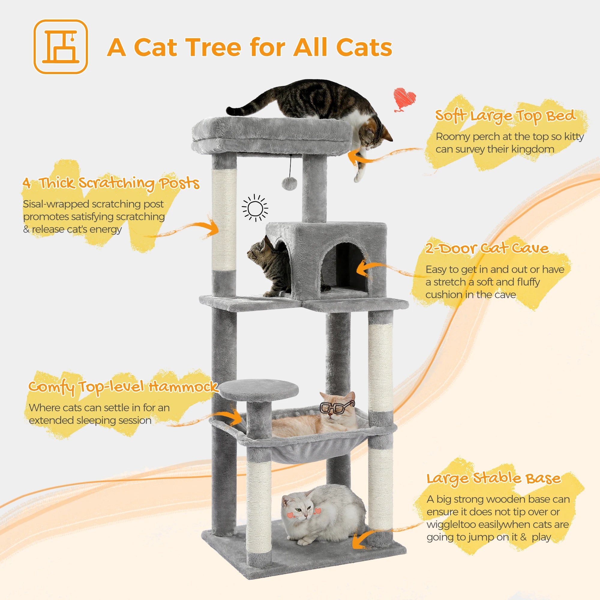 🐱 Multi-Level Luxury Cat Tree – Scratching Post Tower with Condo House for Indoor Cats